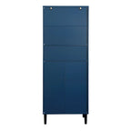 Tall Storage Show Cabinet with 2 Glass Display Door & 2 Doors, Modern Cabinet Freestanding for Bathroom, Dining Living Room