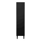 Tall Storage Show Cabinet with 2 Glass Display Door & 2 Doors, Modern Cabinet Freestanding for Bathroom, Dining Living Room