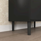 Tall Storage Show Cabinet with 2 Glass Display Door & 2 Doors, Modern Cabinet Freestanding for Bathroom, Dining Living Room